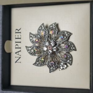 Vintage Napier brooch silvertone with box